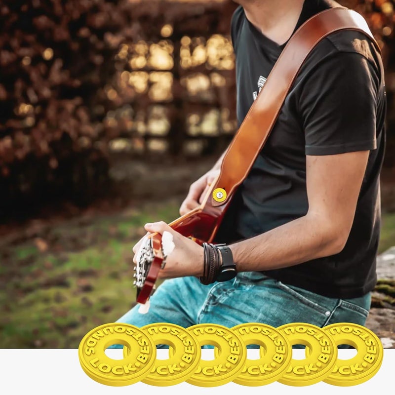 BestSounds Guitar Strap Blocks, 6PCS Premium Silicone Safety Locks (Olive) - Image 4